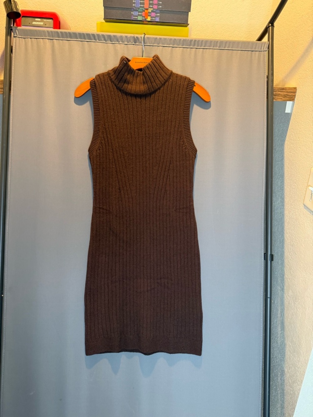 Banana Republic Sleeveless Turtleneck Midi Dress in Brown